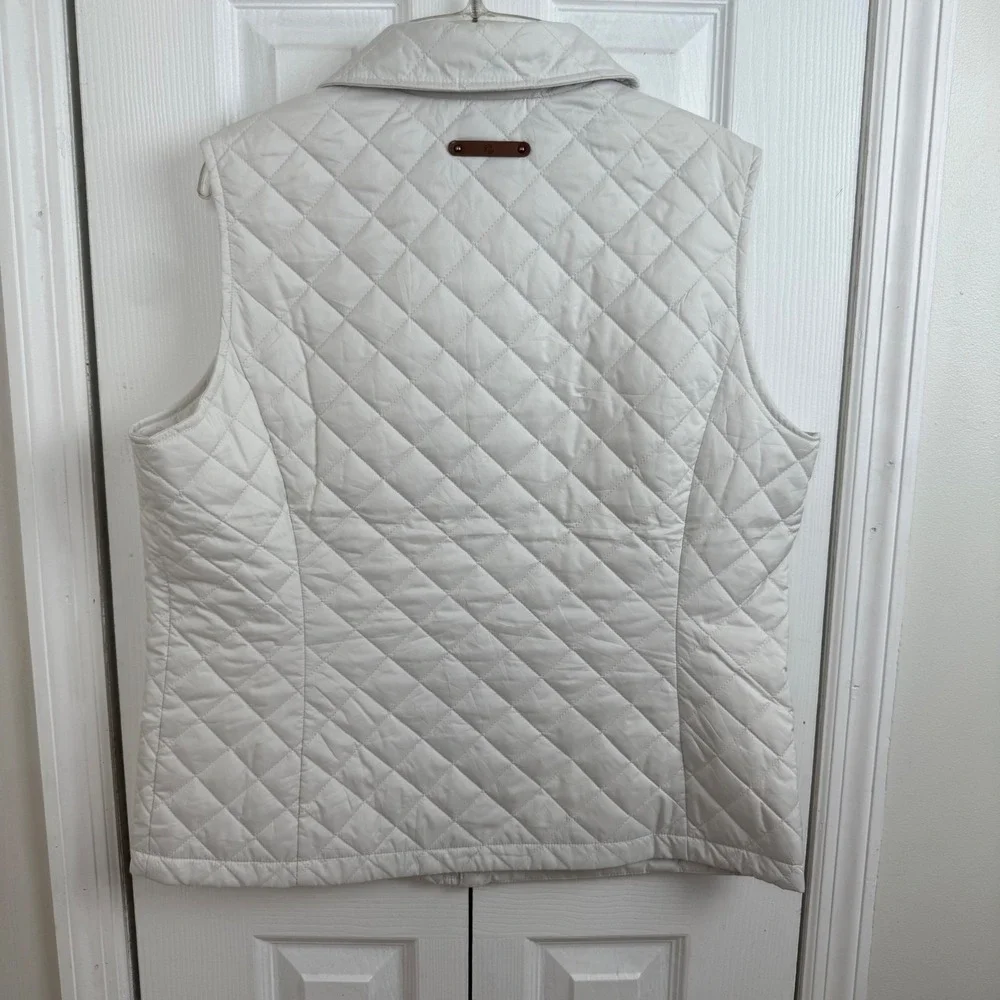 Lauren Ralph Lauren Quilted Vest Womens‎ White Snap Front RL Crest Logo Sz L - Picture 6 of 9